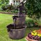 Bronze Outdoor Barrel Fountain Polypropylene Rustic Garden Patio Water Feature